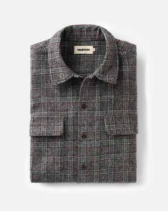 folded flatlay of The Shore Shirt in Flint Check Wool